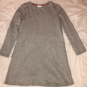 Boden Silver Polka Dotted Grey Long Sleeve Dress